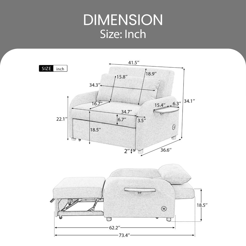 Hokku Designs Carianna Twin 41.5'' Upholstered Tufted Back Futon Chair